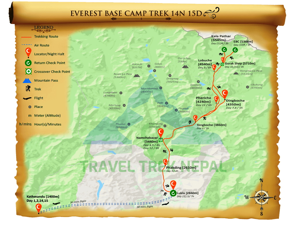 Everest Base Camp (EBC) Trek 14N 15D map